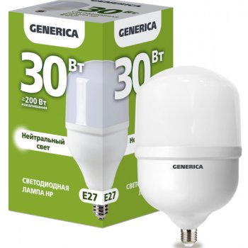 Лампа диодная HP  30Вт Е27 4000К 3000Лм d100x168мм Generica (25)