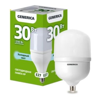 Лампа диодная HP  30Вт Е27 6500К 3000Лм d112x196мм Generica (25)