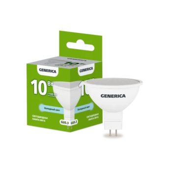 Лампа диодная MR16 GU5.3 10Вт 6500К 1000Лм Generica (10/100)