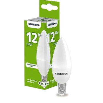 Лампа диодная свеча 12Вт Е14 4000К 1200Лм IEK GENERICA (10/100)