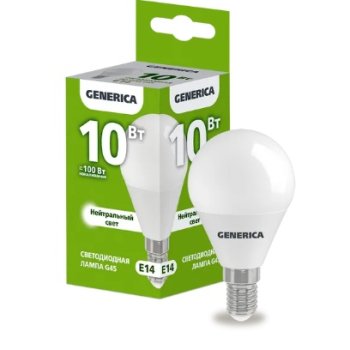 Лампа диодная шар G45 10Вт Е14 4000К 1000Лм IEK GENERICA (10/100)