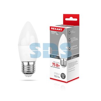 Лампа диодная свеча 9.5Вт E27 2700К 903Лм Rexant (10)