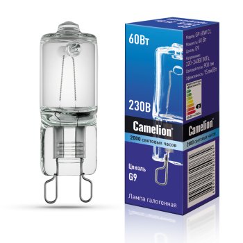 Лампа галогенная G9 60Вт 220В капсула Camelion прозрачная (100)
