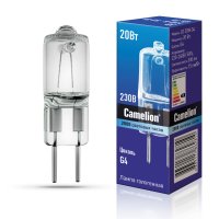 Лампа галогенная JD G4 220В 20Вт капсула Camelion (100)