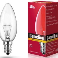 Лампа накаливания свеча 40Вт Е14 прозрачная Camelion (100)