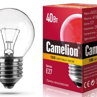 Лампа накаливания шарик 40Вт Е27 прозрачная Camelion (100)