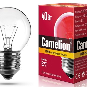 Лампа накаливания шарик 40Вт Е27 прозрачная Camelion (100)