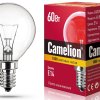 Лампа накаливания шарик 60Вт Е14 прозрачная Camelion (100)