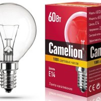 Лампа накаливания шарик 60Вт Е14 прозрачная Camelion (100)