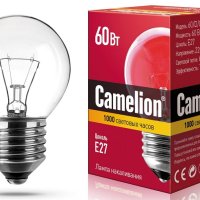 Лампа накаливания шарик 60Вт Е27 прозрачная Camelion (100)