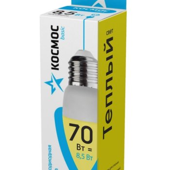 Лампа диодная свеча  8.5Вт Е27 3000К 720Лм Космос (10)