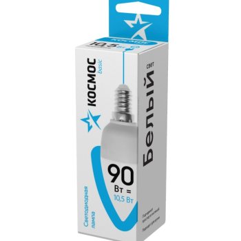 Лампа диодная свеча 10.5Вт Е14 4000К 860Лм Космос (10)