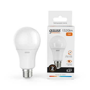 Лампа диодная A60 15Вт Е27 3000К 1320Лм Gauss Elementary (10/50)