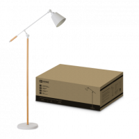 Торшер 1хЕ27 InHome ТНО 01К-Е27Б 60Вт БЕЛЫЙ+светлое дерево (1)