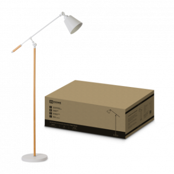 Торшер 1хЕ27 InHome ТНО 01К-Е27Б 60Вт БЕЛЫЙ+светлое дерево (1)