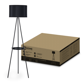 Торшер 1хЕ27 InHome ТНО 04ПВ-BB полка черный абажур черная тренога
