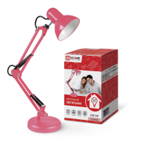 Светильник настольный Е27 Inhome СНО-15Р розовый основание+струбцина 60Вт (12)