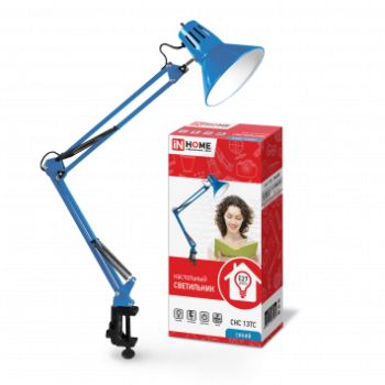 Светильник настольный струбцина Е27 InHome СНС-13ТС синий 60Вт (16)