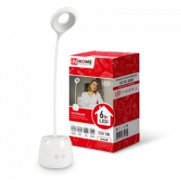 Светильник настольный аккумуляторный диодный InHome ССО-10Б 6Вт 6500К 480Лм диммер органайзер USB белый (32)