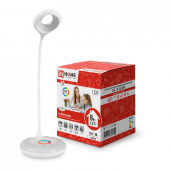 Светильник настольный аккумуляторный Inhome ССО 11Б 8Вт 6500К 640лм RGB диммер USB белый (32)