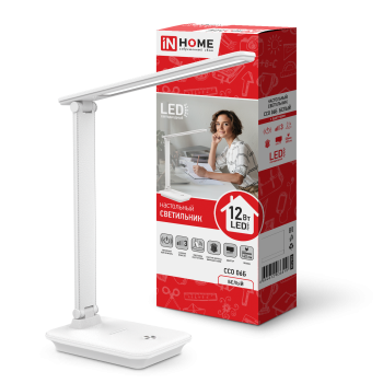 Светильник настольный светодиодный ССО 06Б 12Вт 600Лм сенсор 3 уровня яркости, с подставкой под теле (30)