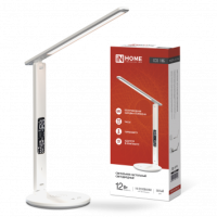 Светильник настольный диодный Inhome ССО-18Б 12Вт 3000-6500К 600Лм сенсор-диммер часы темпер бесп заряд белый (1)