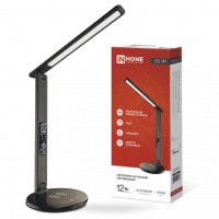 Светильник настольный диодный Inhome ССО-18Ч 12Вт 3000-6500К 600Лм сенсор-диммер бесп заряд часы темпер черный (1)