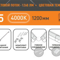 Светильник линейный Т5 14Вт 4000К 1200мм IP20 1260Лм Relight (25)