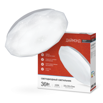 Светильник диодный InHome Deco ДАЙМОНД 36Вт D350x65мм 6500К IP40 2340Лм (20)
