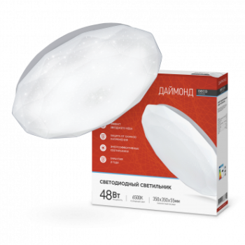 Светильник диодный Inhome Deco ДАЙМОНД 48Вт Ø377x73мм 6500К IP40 3120Лм (20)