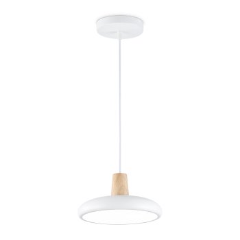 Светильник диодный подвесной 24Вт Ambrella FL4838 WH/WD 3000-6000K 1920Лм белый/дерево ø200*800мм