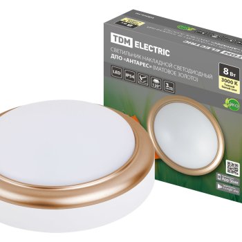 Светильник диодный TDM ДПО Антарес  8Вт D140x58мм 4000К IP54 560Лм золото (20)