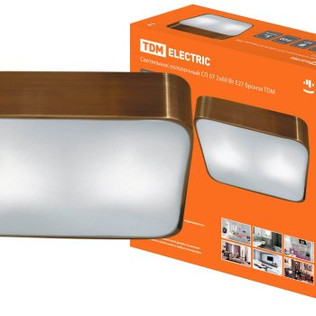 Светильник Е27 герметичный СП07 2х60Вт 300x300x70мм квадрат IP20 TDM Бронза (8)