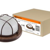 Светильник Е27 герметичный НПБ1302 60Вт D220x93мм IP54 решётка TDM венге (8)