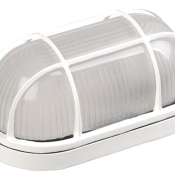 Светильник Е27 герметичный 1402 60Вт 212x105x100мм овал IP54 решетка IEK белый (12)