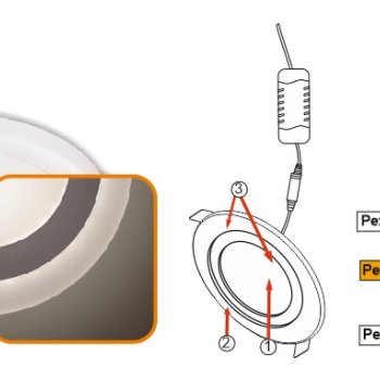Светильник точечный круглый 12Вт подсв 4Вт 4200K / 4200K Ecola 195x20мм (20)