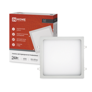 Светильник точечный квадрат 24Вт InHome SLP 4000К 1680Лм 300мм белый (20)