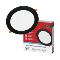 Светильник точечный круг  9Вт InHome RLP-VC 6500К 630Лм d118x60мм черный (80)