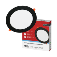 Светильник точечный круг 18Вт InHome RLP-VC 6500К 1440Лм d185x65мм черный (30)