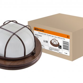 Светильник Е27 герметичный НПБ1102 100Вт D283x114мм IP54 решётка TDM венге (4)