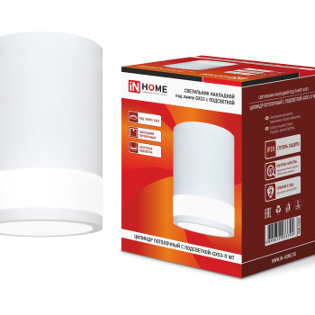 Светильник накладной потолочный GX53 InHome ЦИЛИНДР-GX53 П-WT-2 подсветка 115x90мм белый (100)