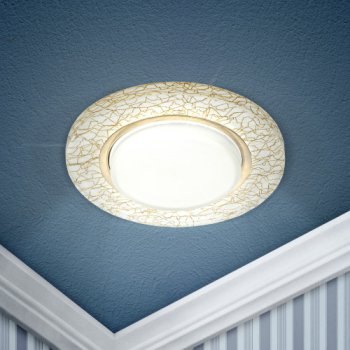 Светильник точечный GX53 Эра DK80 WH/GD белый/золото d120/90мм (30)