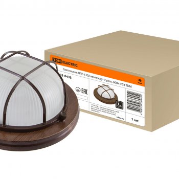 Светильник Е27 герметичный НПБ1302 60Вт D220x93мм IP54 решётка TDM венге (8)