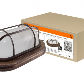 Светильник Е27 герметичный НПБ1402 60Вт 232x145x88мм овал IP54 решётка TDM венге (8)