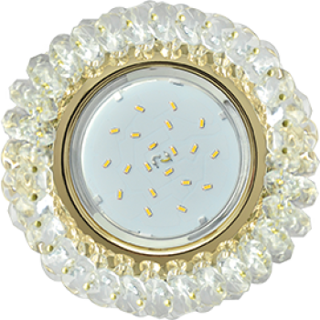 Светильник Ecola GX53 H4 Glass Круглый с хрусталиками Прозрачный /Золото 56x120