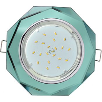 [] Ecola GX53 H4 Glass Стекло 8-угольник с прямыми гранями хром - изумруд 38x133