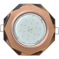 Светильник Ecola GX53 H4 Glass Стекло 8-угольник с прямыми гранями черненая медь - янтарь 38x133