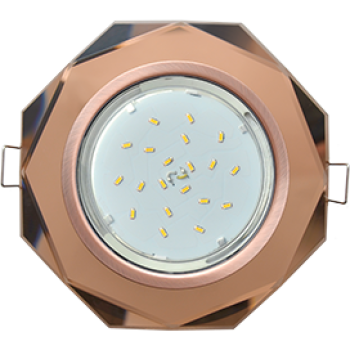 Светильник Ecola GX53 H4 Glass Стекло 8-угольник с прямыми гранями черненая медь - янтарь 38x133