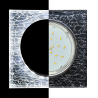 Ecola GX53 H4 LD5311 Glass Стекло Квадрат скошенный край с подсветкой  хром - колотый лед на черном 38x120x120 (к+)  [SE53SNECH]