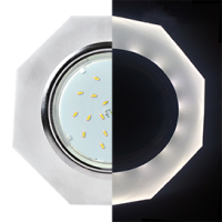 Ecola GX53 H4 LD5312 Glass Стекло 8-угольник с прямыми гранями с подсветкой  хром - матовый 38x133 (